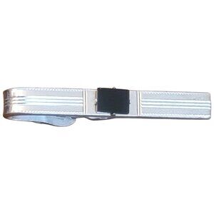 Vintage Dante Silver Tone Tie Clip With Black Square Accent